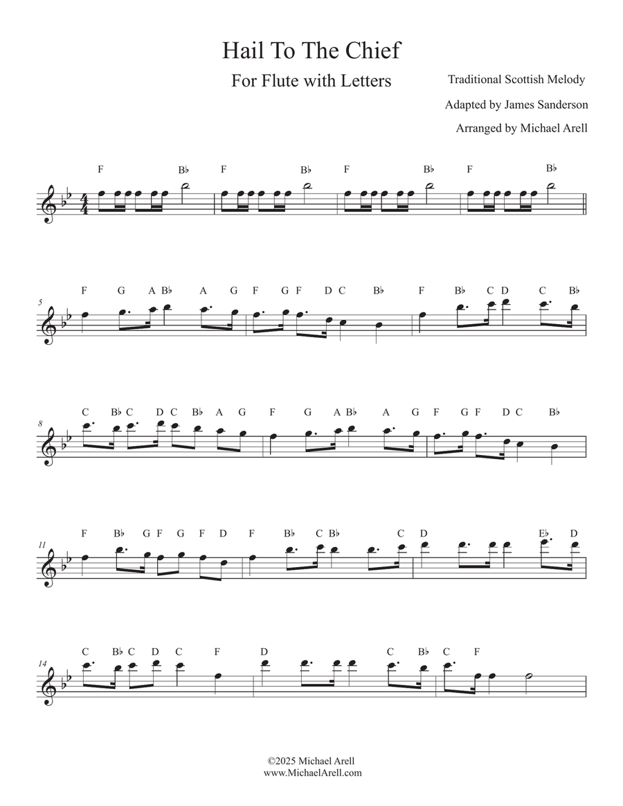 Hail To The Chief for Flute Piccolo scores gallery preview page 1