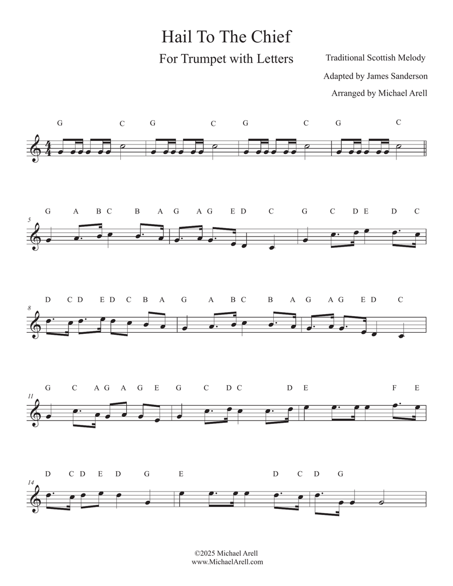 Hail To The Chief for Trumpet C Trumpet scores gallery preview page 1