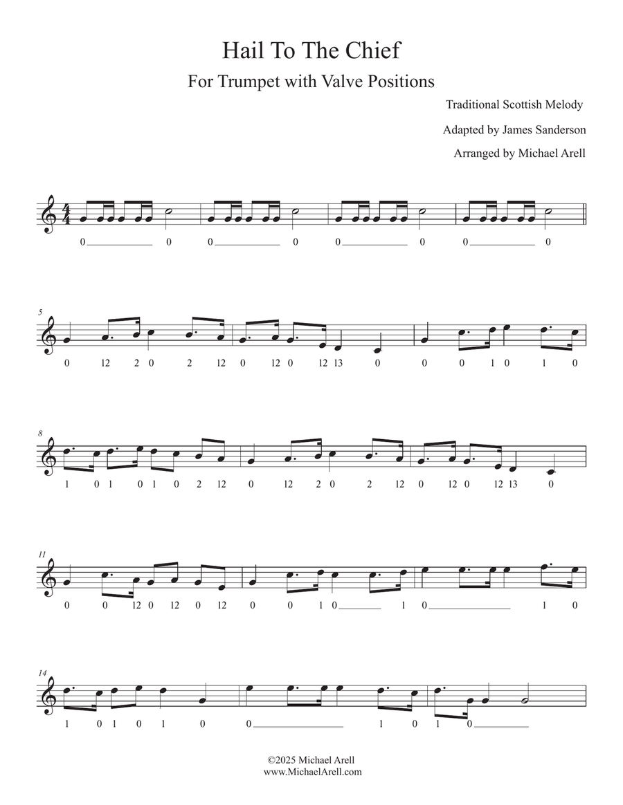 Hail To The Chief for Trumpet C Trumpet scores gallery preview page 3