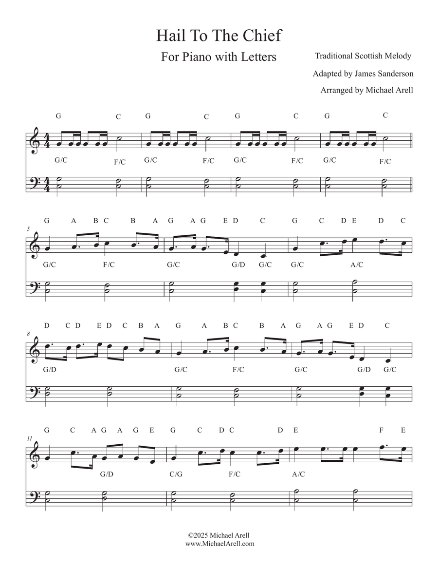 Hail To The Chief for Piano Easy Piano scores gallery preview page 1
