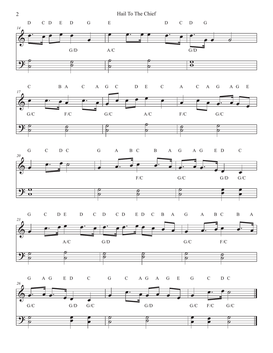 Hail To The Chief for Piano Easy Piano scores gallery preview page 2