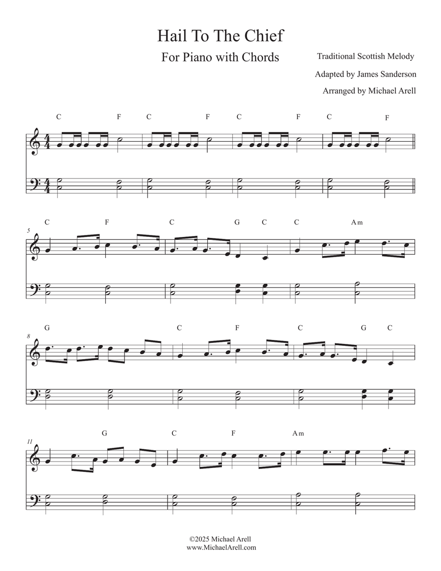 Hail To The Chief for Piano Easy Piano scores gallery preview page 3
