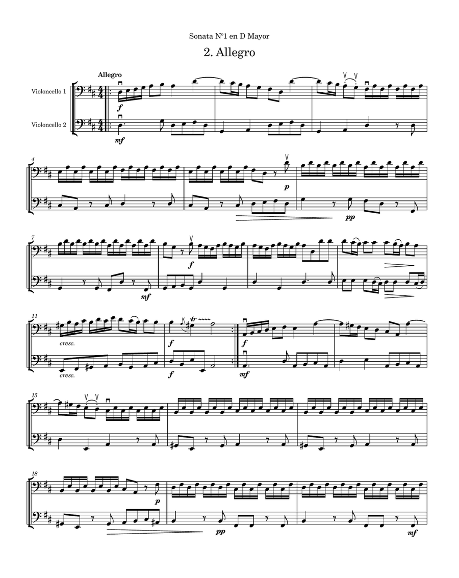 Two Movements from Marcello`s Sonata Nº1 Cello Duet - Score and Parts String Duet scores gallery preview page 3