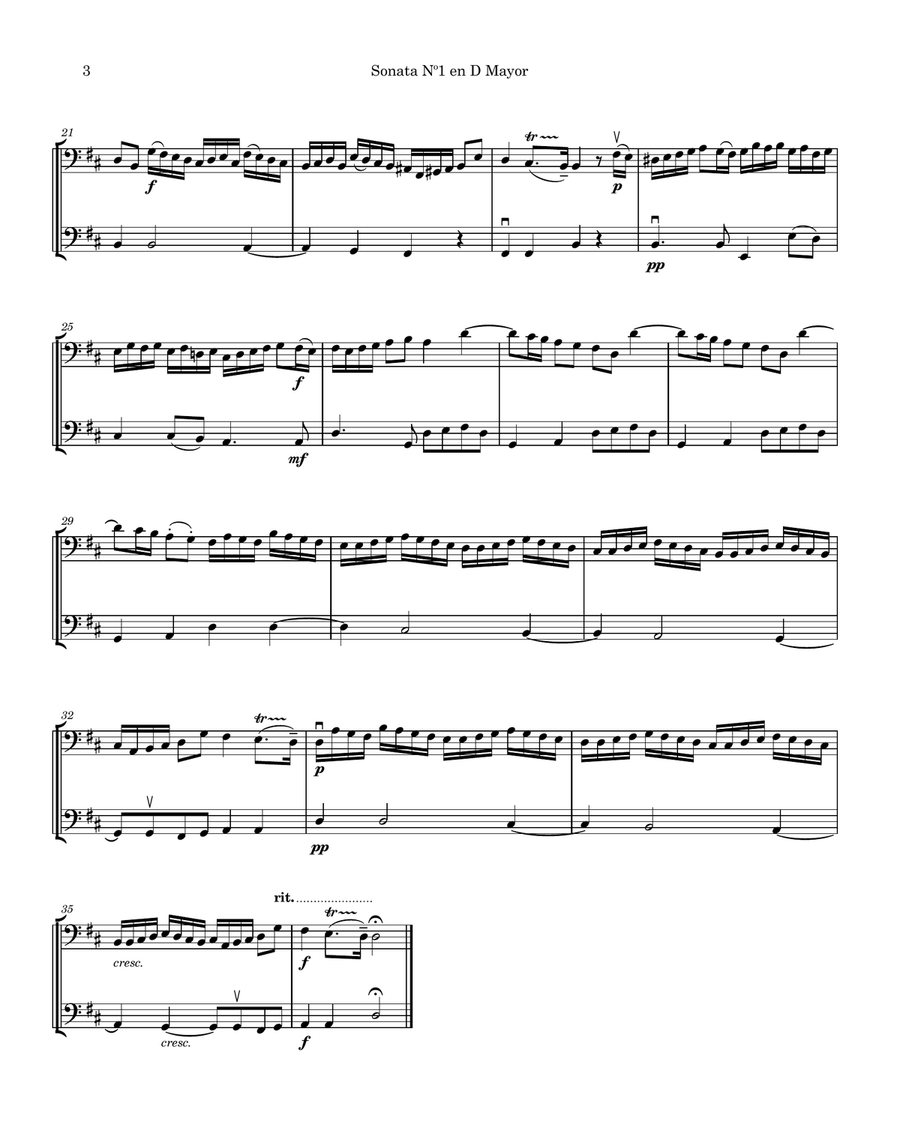Two Movements from Marcello`s Sonata Nº1 Cello Duet - Score and Parts String Duet scores gallery preview page 4