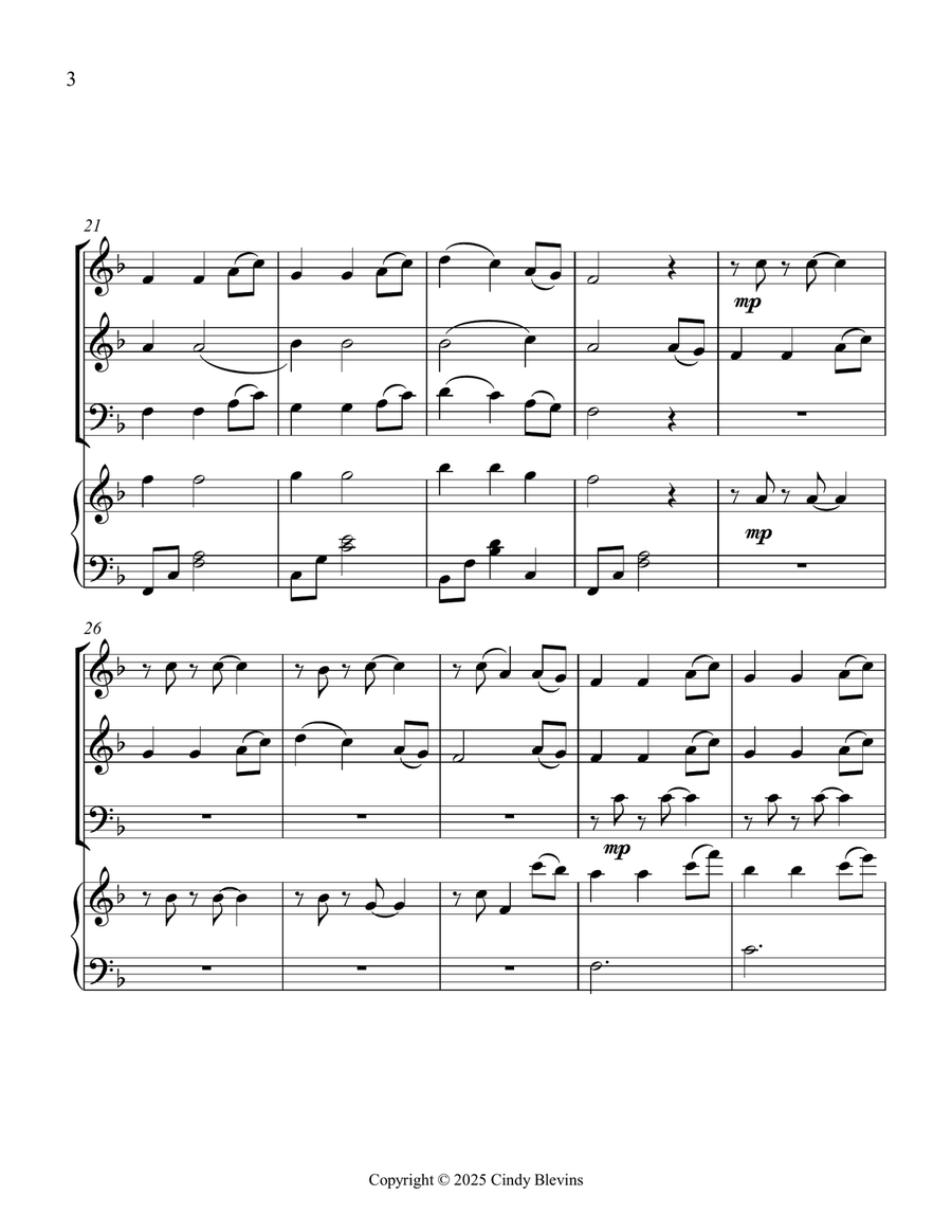 Come, Thou Fount of Every Blessing, for Two Violins, Cello and Piano Piano Quartet scores gallery preview page 4
