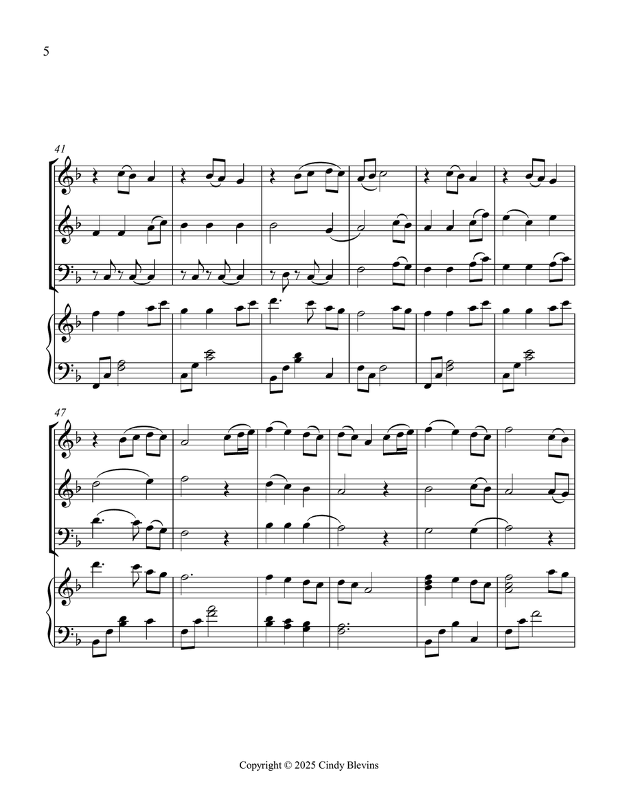Come, Thou Fount of Every Blessing, for Two Violins, Cello and Piano Piano Quartet scores gallery preview page 6