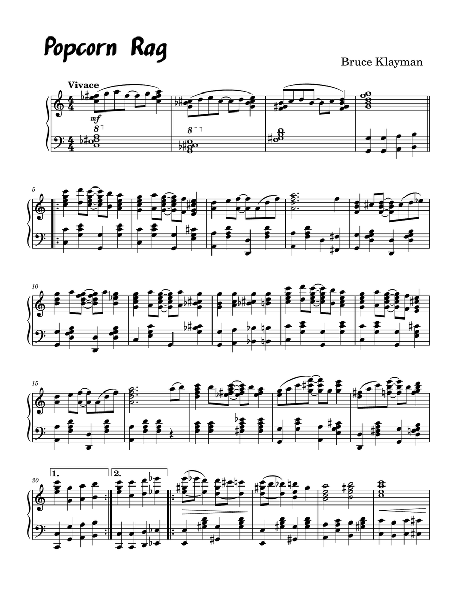 Popcorn Rag Popcorn Rag Piano Solo scores gallery preview page 1
