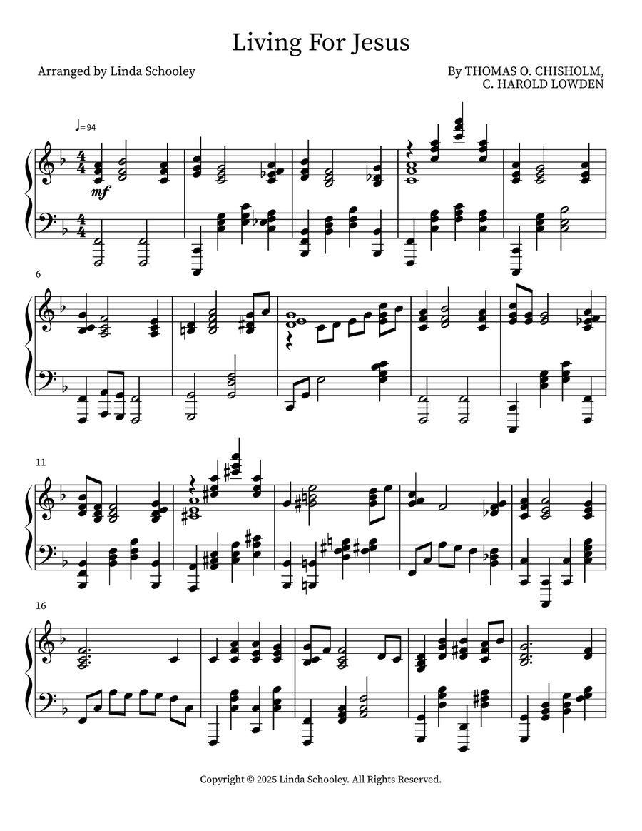Living For Jesus Living For Jesus Piano scores gallery preview page 1