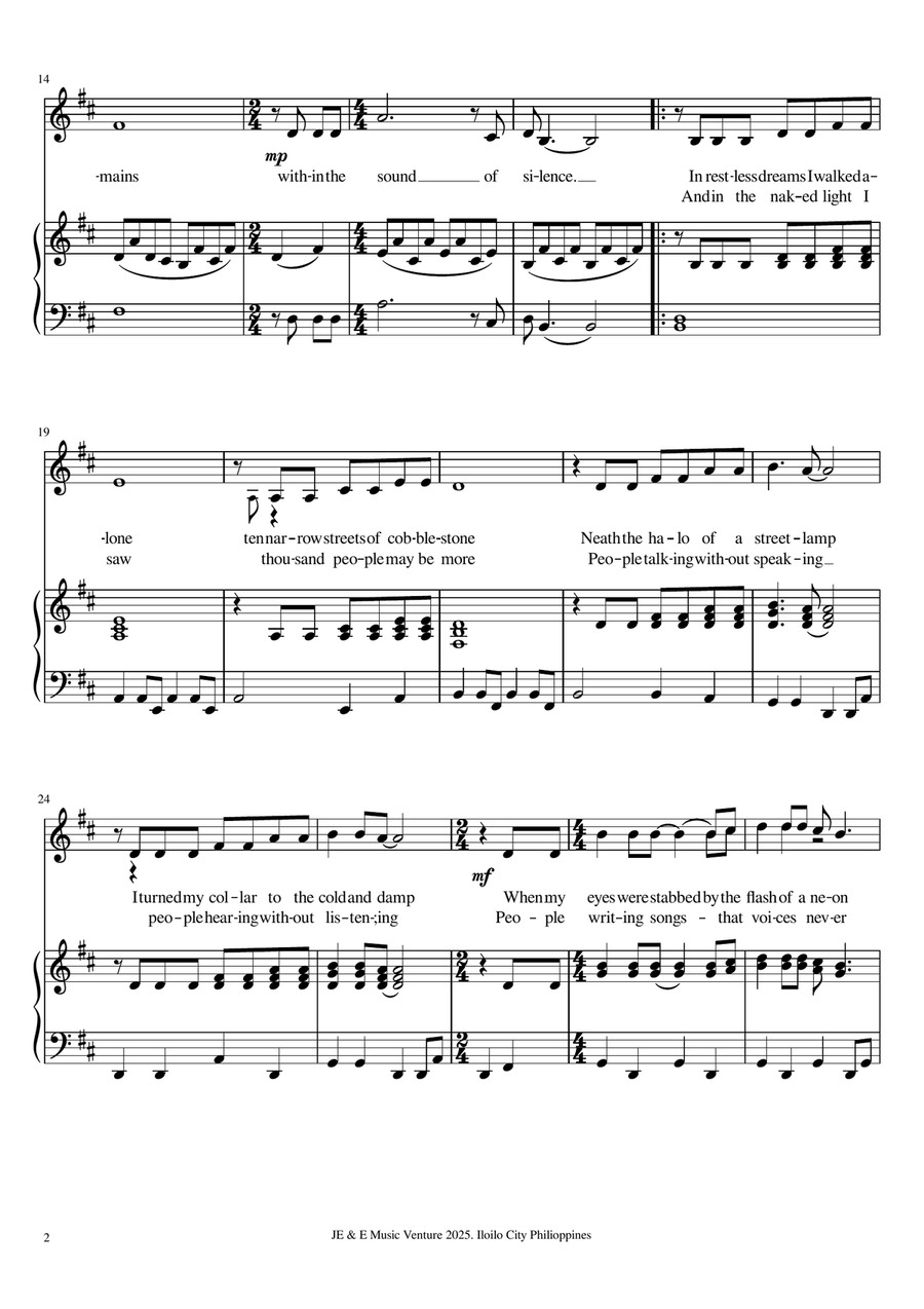 The Sound Of Silence The Sound Of Silence A Cappella scores gallery preview page 2