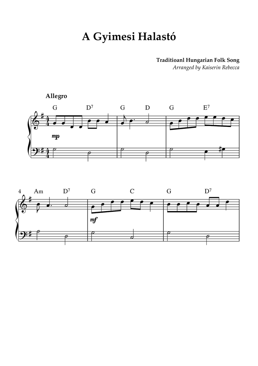 A Gyimesi Halastó A Gyimesi Halastó Piano Method scores gallery preview page 1