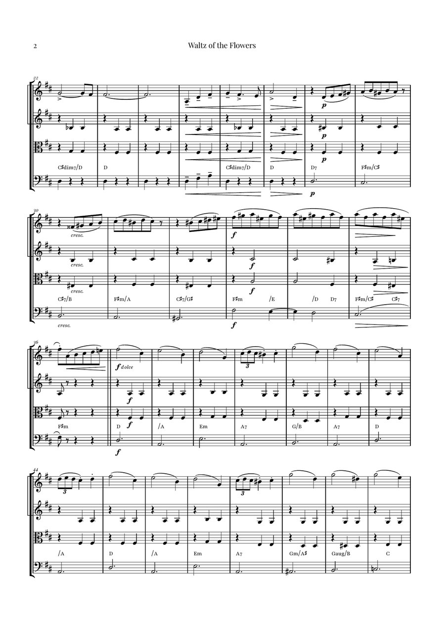 Waltz of the Flowers by Tchaikovsky | ENCHANTING Sheet Music String Quartet scores gallery preview page 2