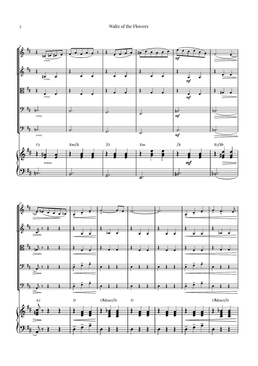 Waltz of the Flowers by Tchaikovsky | ENCHANTING Sheet Music String Orchestra scores gallery preview page 2