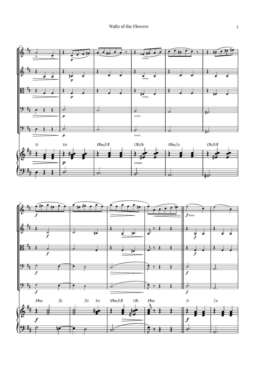 Waltz of the Flowers by Tchaikovsky | ENCHANTING Sheet Music String Orchestra scores gallery preview page 3