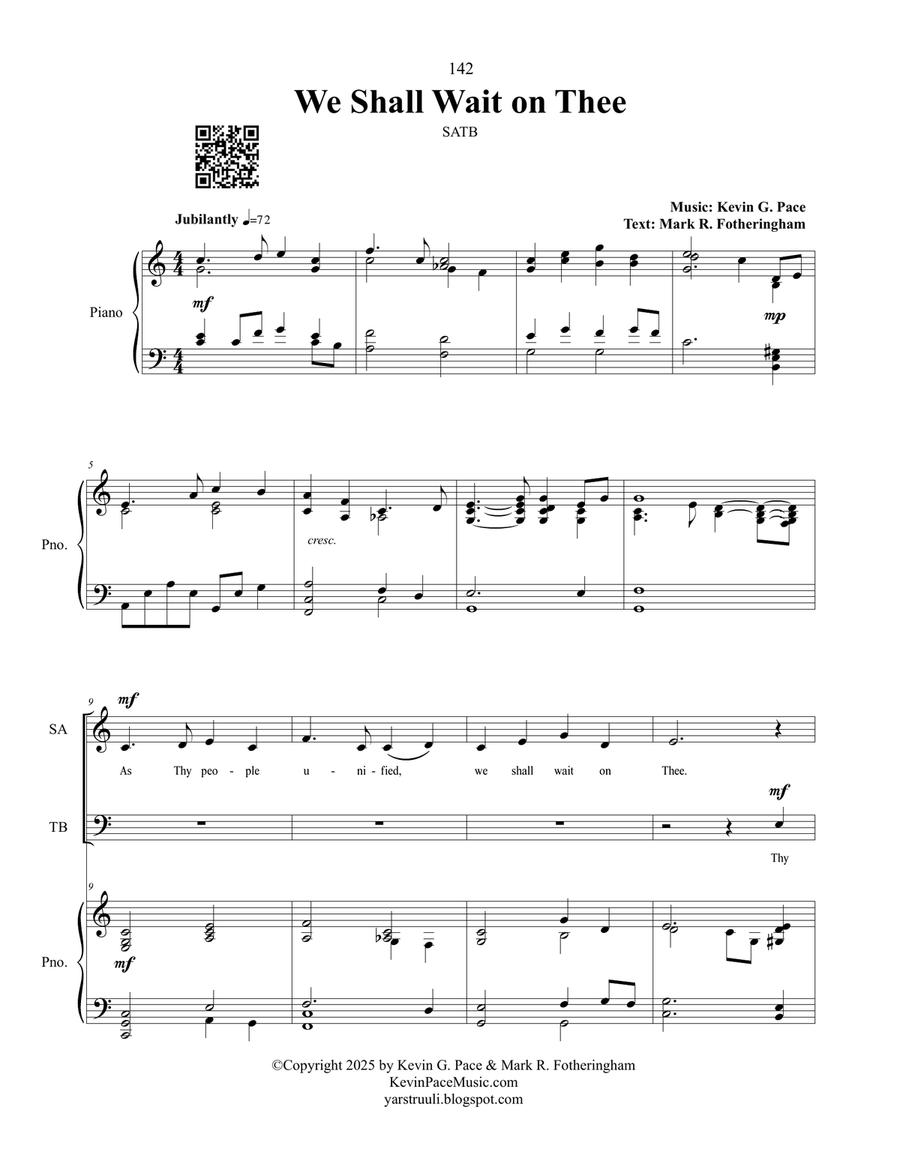 We Shall Wait on Thee, sacred music for SATB choir 4-Part scores gallery preview page 2