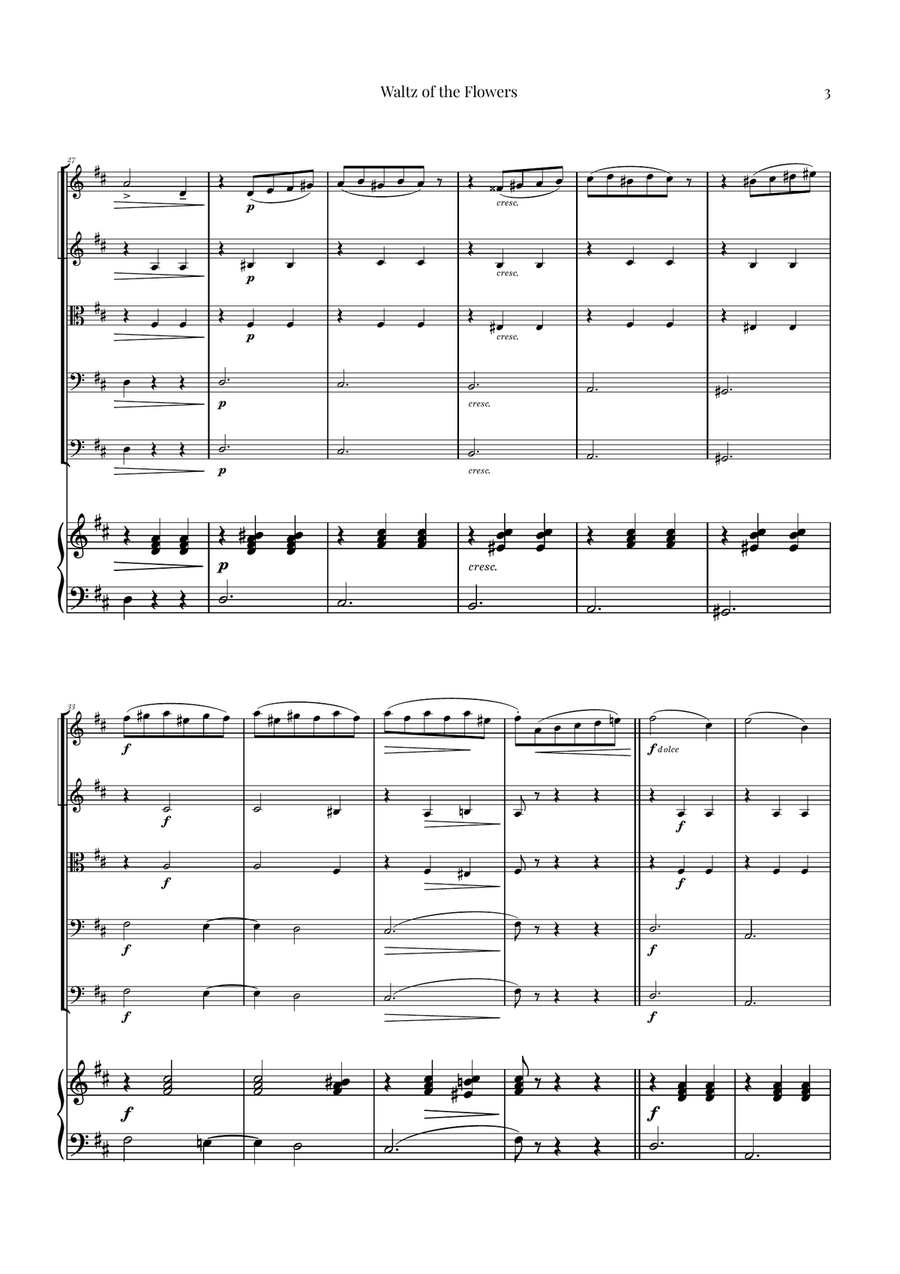 Waltz of the Flowers by Tchaikovsky | ENCHANTING Sheet Music String Orchestra scores gallery preview page 3