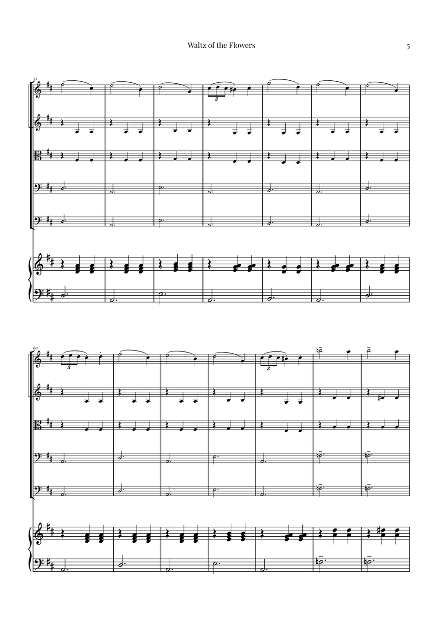 Waltz of the Flowers by Tchaikovsky | ENCHANTING Sheet Music String Orchestra scores gallery preview page 5