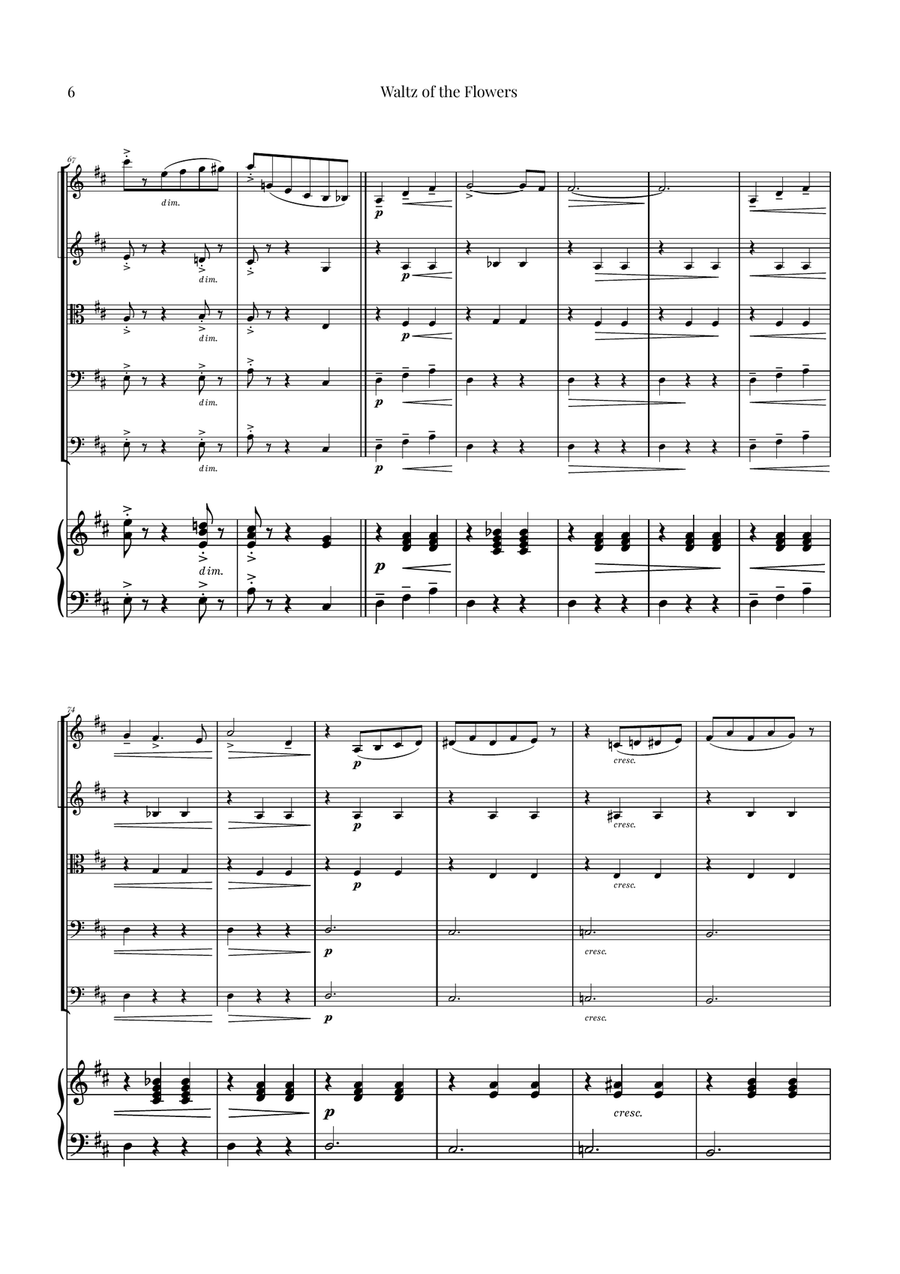 Waltz of the Flowers by Tchaikovsky | ENCHANTING Sheet Music String Orchestra scores gallery preview page 6