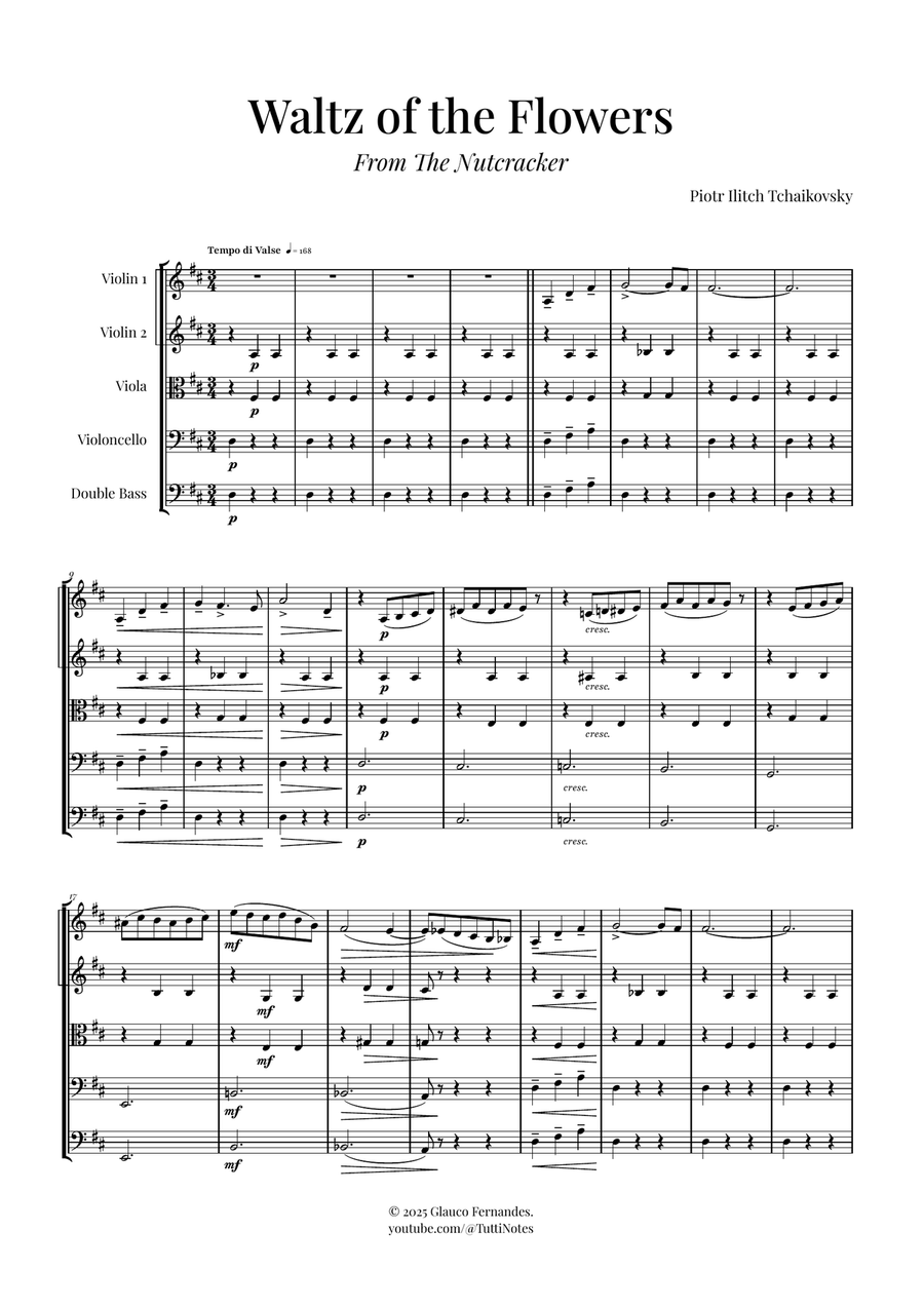 Waltz of the Flowers by Tchaikovsky | ENCHANTING Sheet Music String Orchestra scores gallery preview page 1