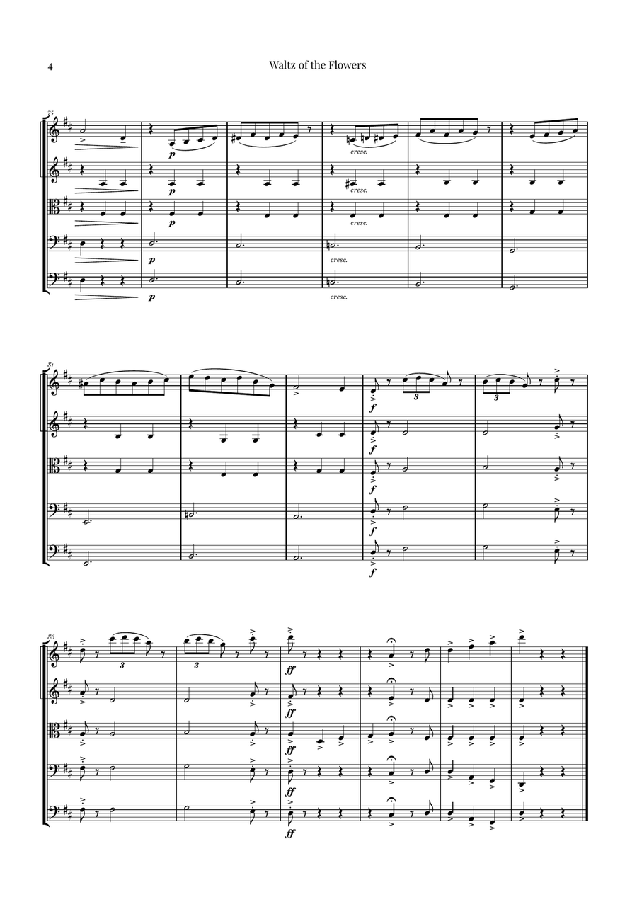 Waltz of the Flowers by Tchaikovsky | ENCHANTING Sheet Music String Orchestra scores gallery preview page 4