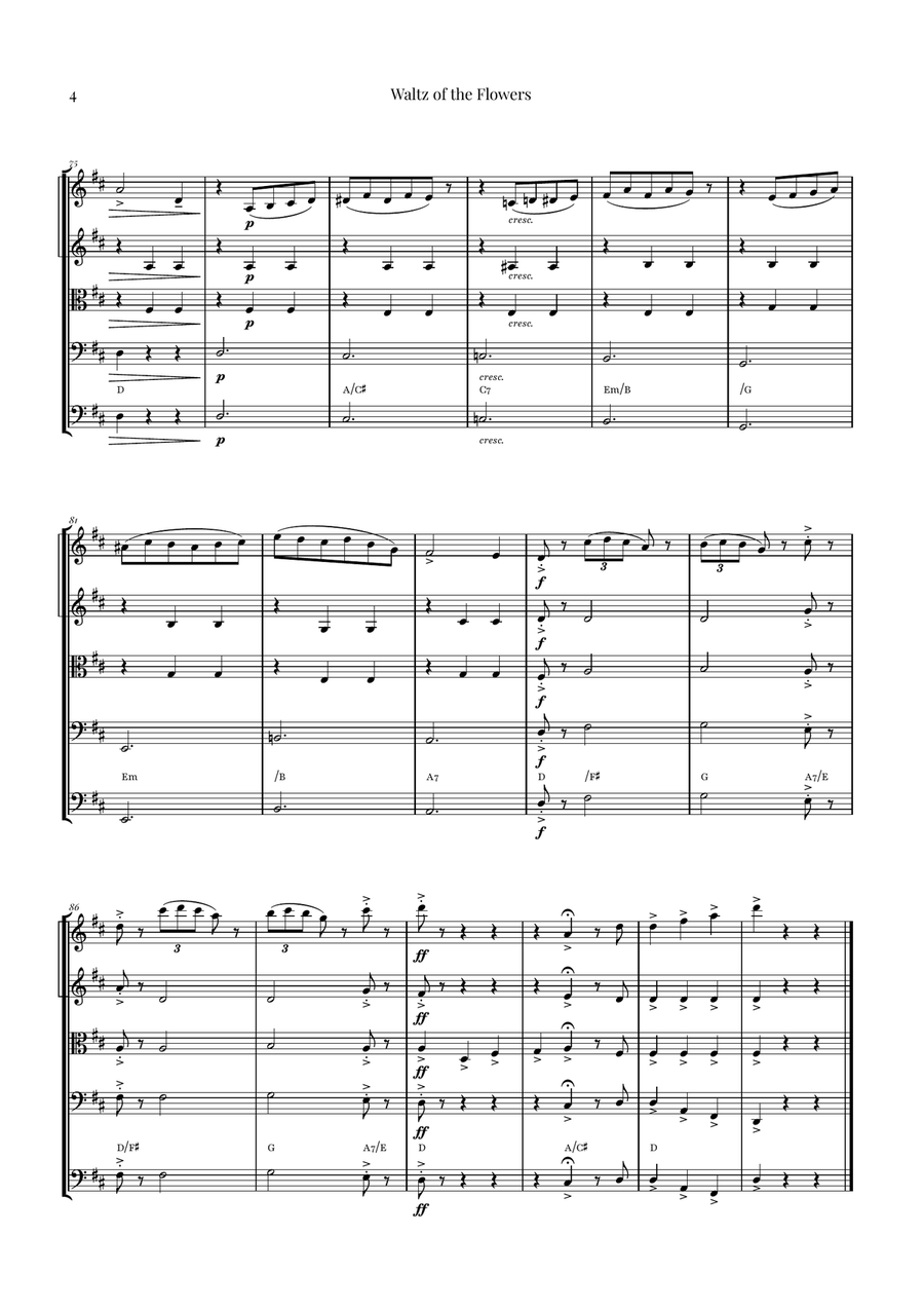 Waltz of the Flowers by Tchaikovsky | ENCHANTING Sheet Music String Orchestra scores gallery preview page 4