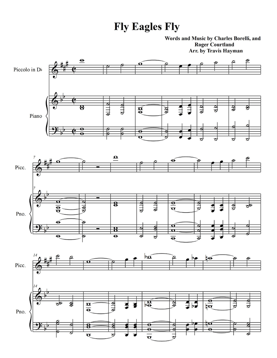 Fly Eagles Fly - Piccolo in D flat with Piano Accompaniment Piccolo scores gallery preview page 3