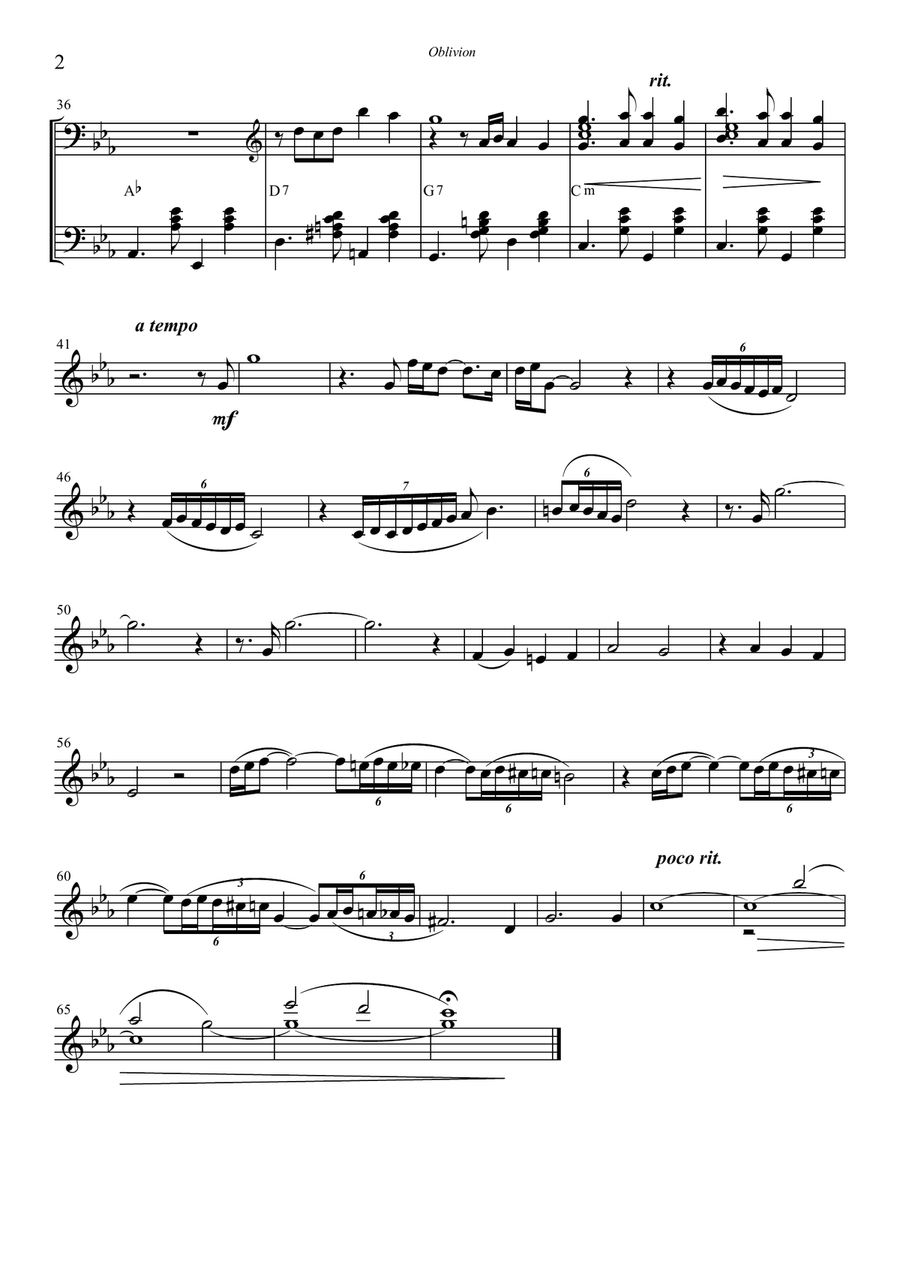 OBLIVION (Accordion, Trombone, vibraphon, horn, trumpet, tuba) Small Ensemble scores gallery preview page 2