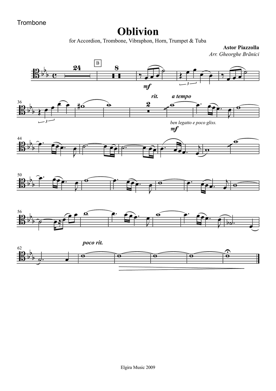 OBLIVION (Accordion, Trombone, vibraphon, horn, trumpet, tuba) Small Ensemble scores gallery preview page 3