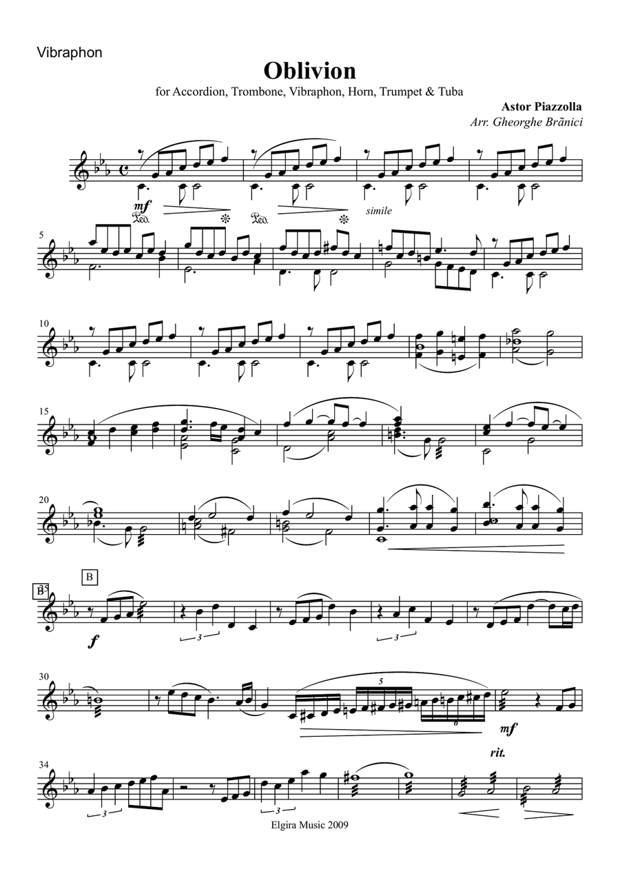 OBLIVION (Accordion, Trombone, vibraphon, horn, trumpet, tuba) Small Ensemble scores gallery preview page 4