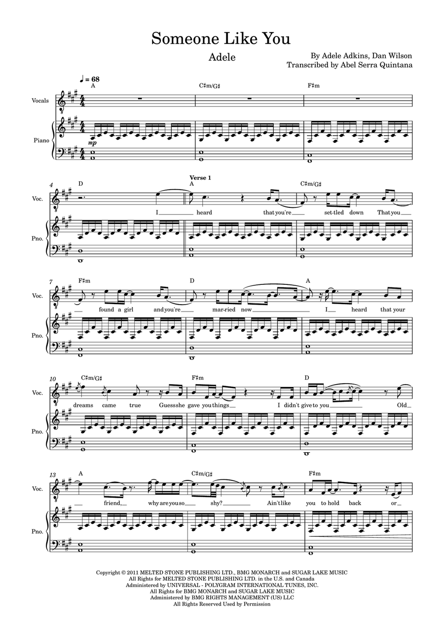 Someone Like You Someone Like You Piano, Vocal scores gallery preview page 1