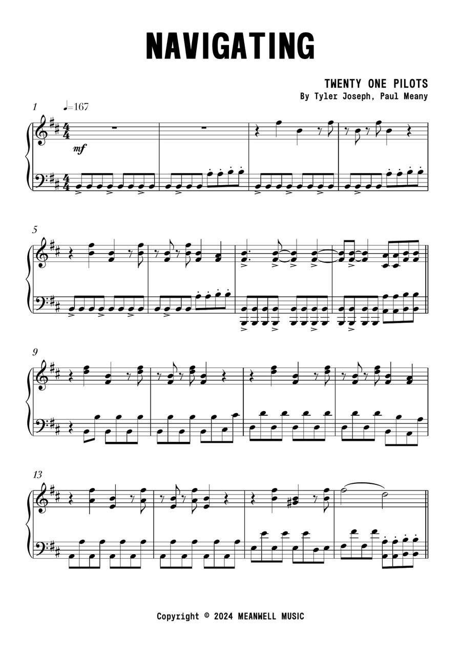 Navigating Navigating Piano Solo scores gallery preview page 1