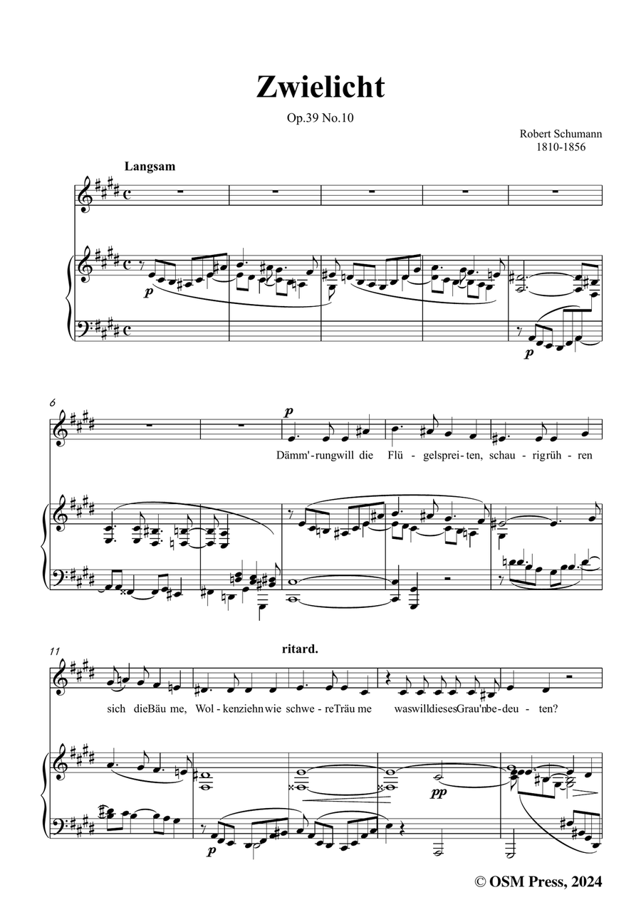 R. Schumann-Zwielicht,in c sharp minor Piano, Vocal scores gallery preview page 3