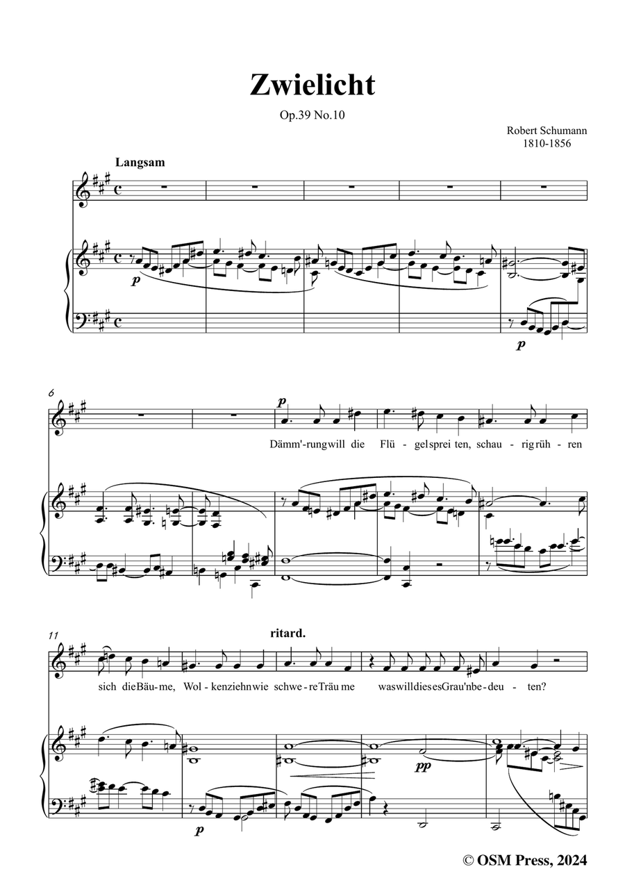 R. Schumann-Zwielicht,in f sharp minor Piano, Vocal scores gallery preview page 3