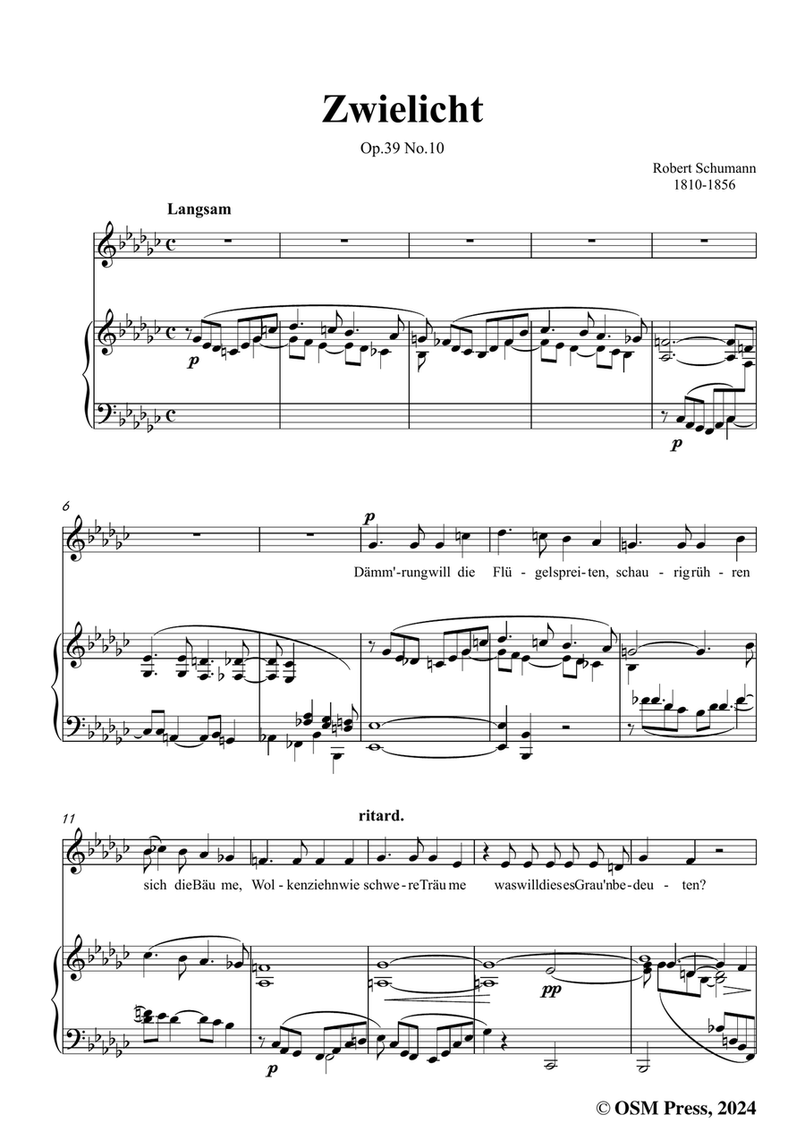 R. Schumann-Zwielicht,in e flat minor Piano, Vocal scores gallery preview page 3