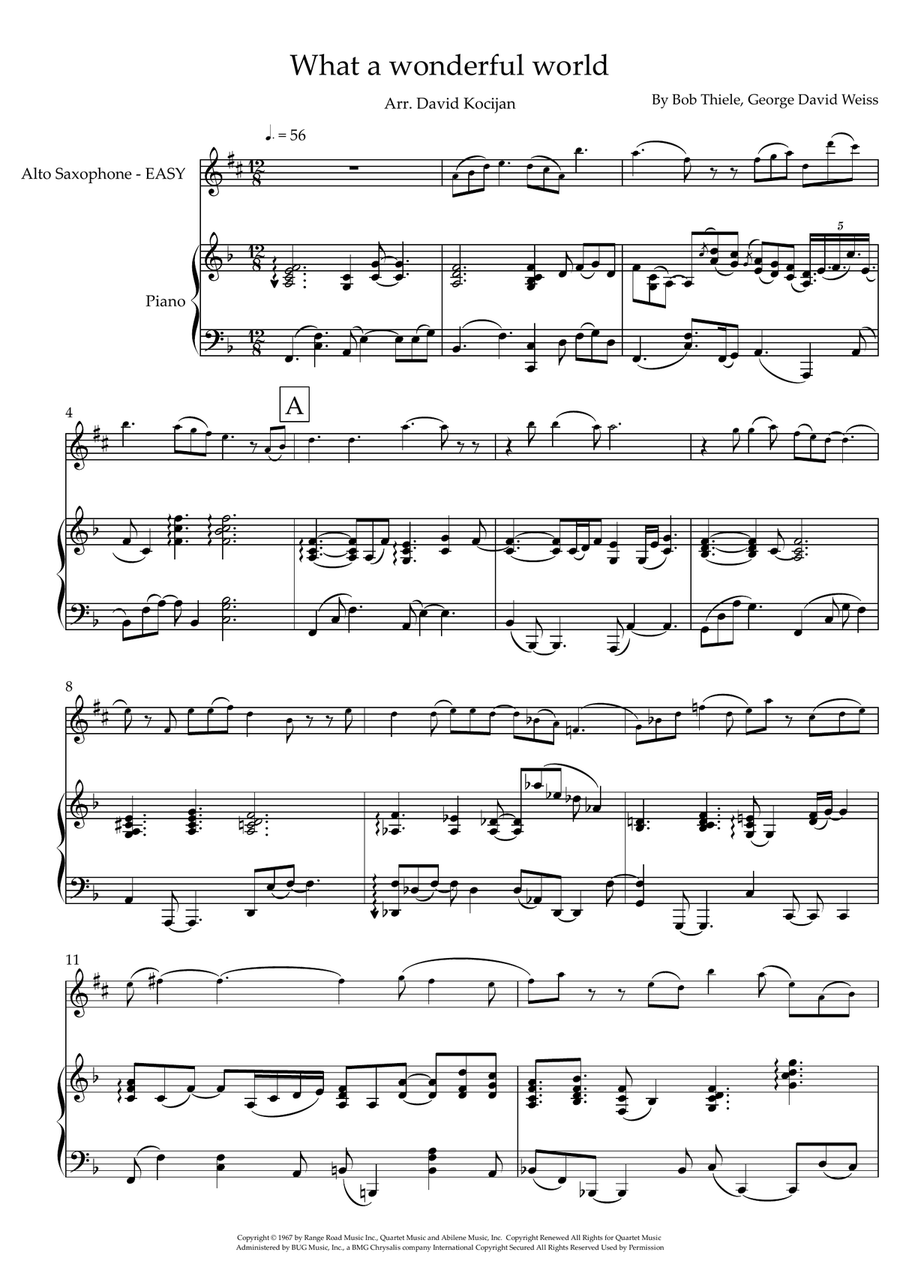 What A Wonderful World Alto Saxophone scores gallery preview page 1