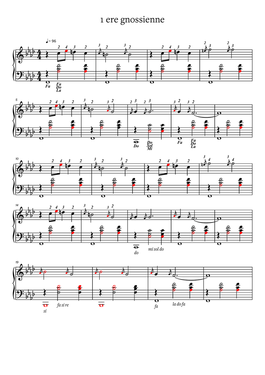 Gnossienne n 1 fa mineur Gnossienne n 1 fa mineur Easy Piano scores gallery preview page 1