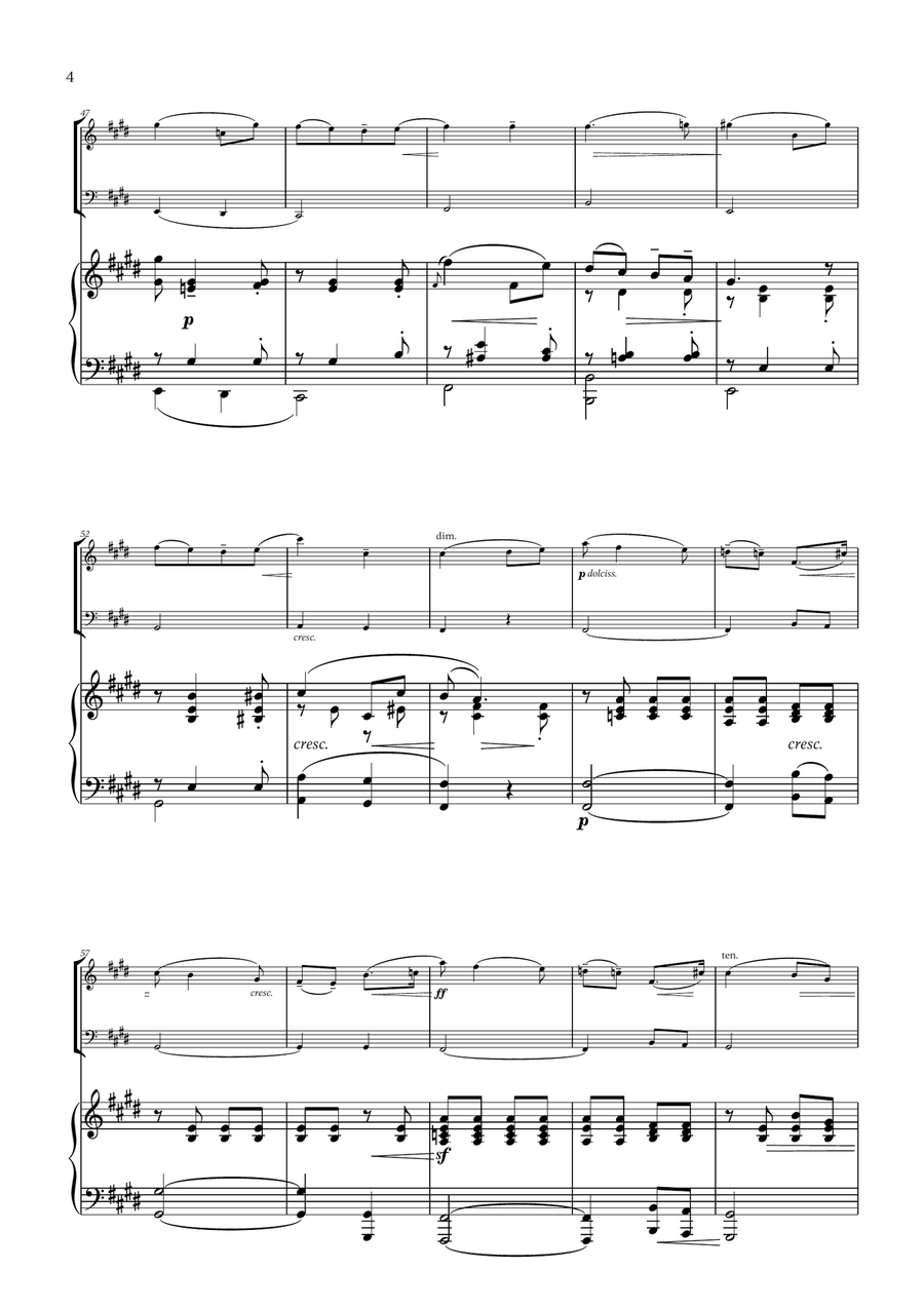 Edward Elgar - Salut d'Amour for Flute, Cello and Piano Flute scores gallery preview page 4
