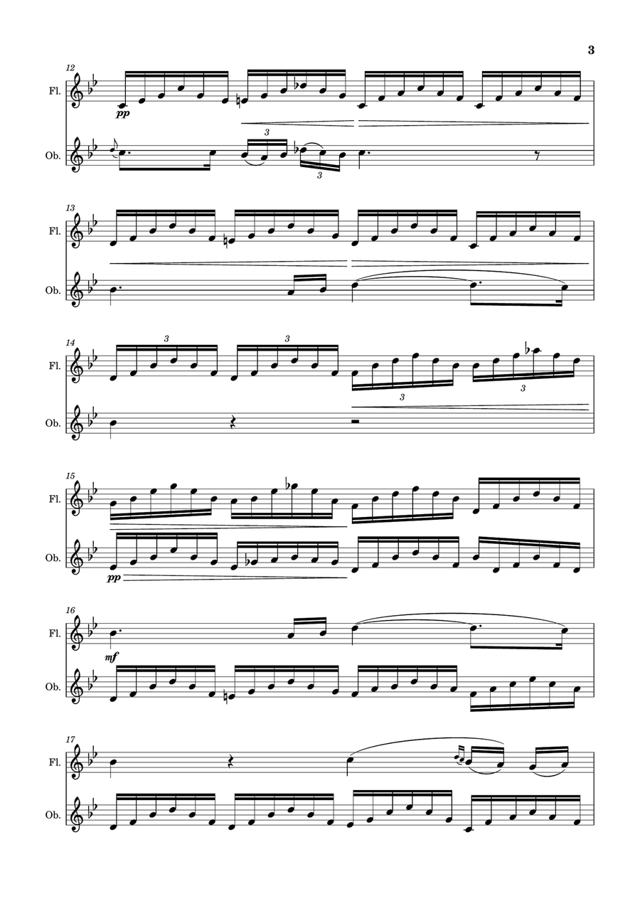 Ave Maria by F. Schubert – Arranged for Flute and Oboe Woodwind Duet scores gallery preview page 3