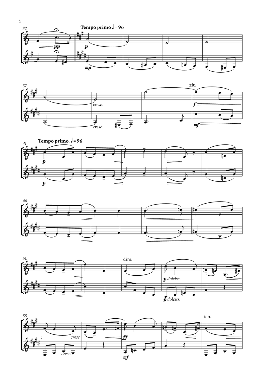 Edward Elgar - Salut d'Amour (D major) (for French Horn and Clarinet) Woodwind Duet scores gallery preview page 2