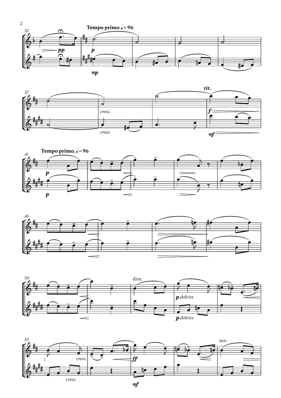 Edward Elgar - Salut d'Amour (D major) (for Oboe and Clarinet) Woodwind Duet scores gallery preview page 2