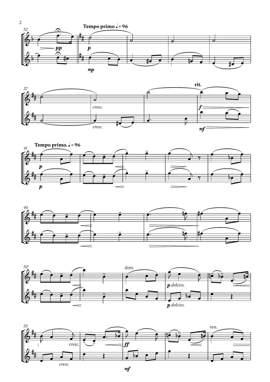 Edward Elgar - Salut d'Amour (D major) (for Oboe and Flute) Woodwind Duet scores gallery preview page 2