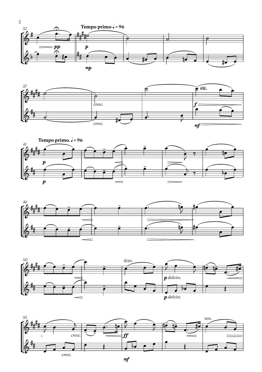 Edward Elgar - Salut d'Amour (D major) (for Trumpet and Flute) Flute scores gallery preview page 2