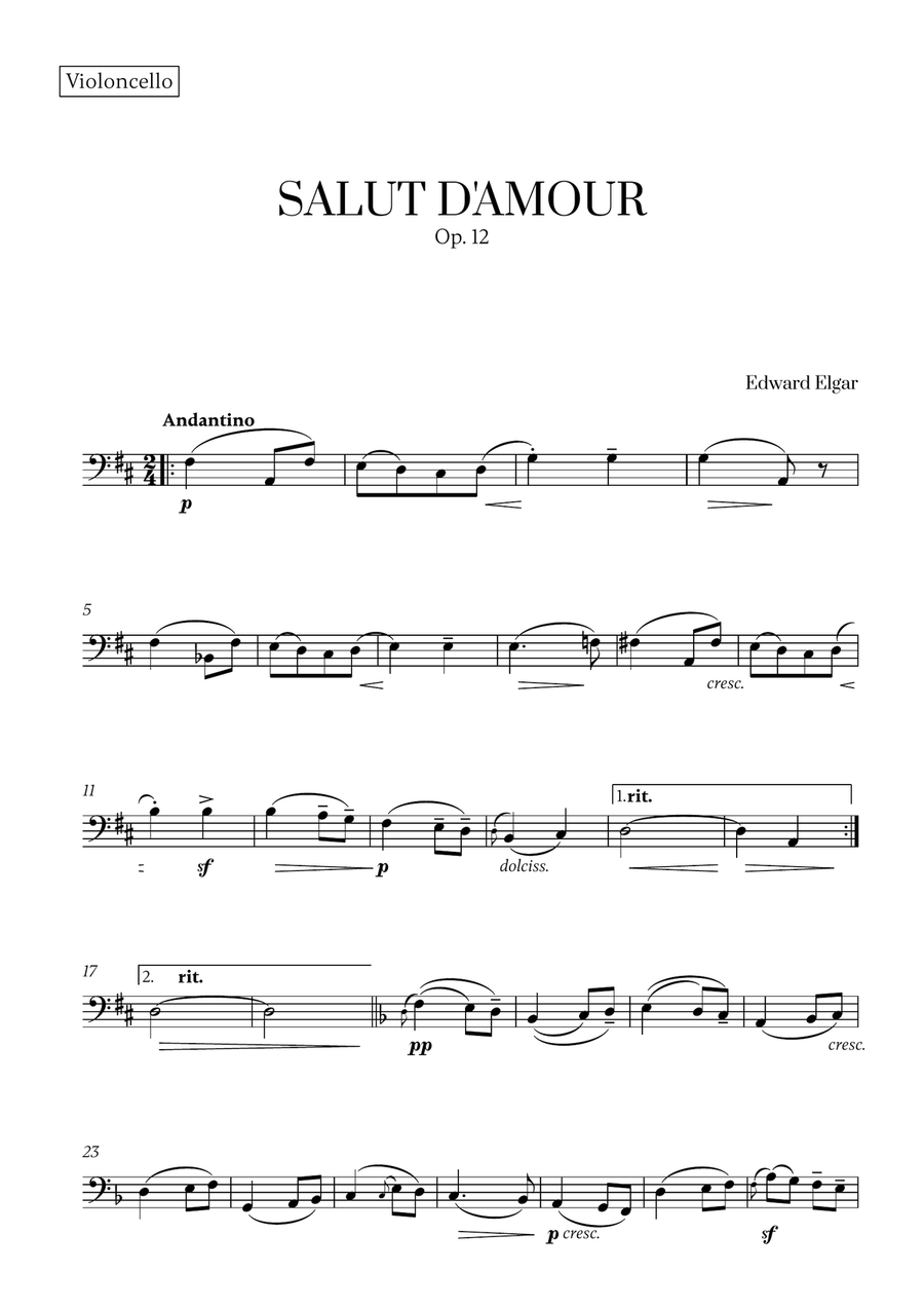 Edward Elgar - Salut d'Amour (D major) (for Cello and Bassoon) Bassoon scores gallery preview page 4