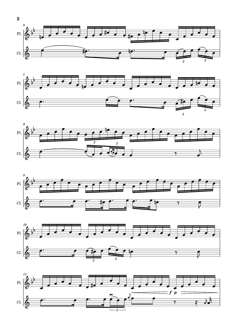 Ave Maria by F. Schubert – Arranged for Flute and Clarinet Woodwind Duet scores gallery preview page 2