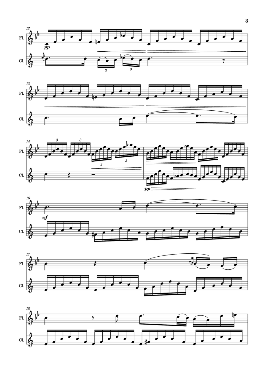Ave Maria by F. Schubert – Arranged for Flute and Clarinet Woodwind Duet scores gallery preview page 3