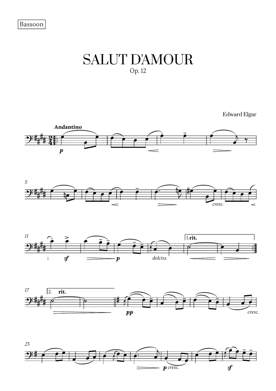 Edward Elgar - Salut d'Amour (for Bassoon and Trombone) Trombone Duet scores gallery preview page 4