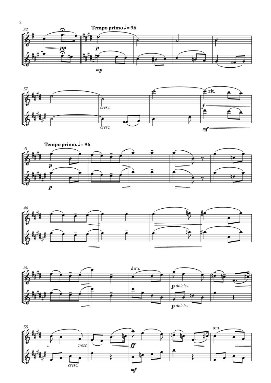 Edward Elgar - Salut d'Amour (for Flute and Trumpet) Flute scores gallery preview page 2