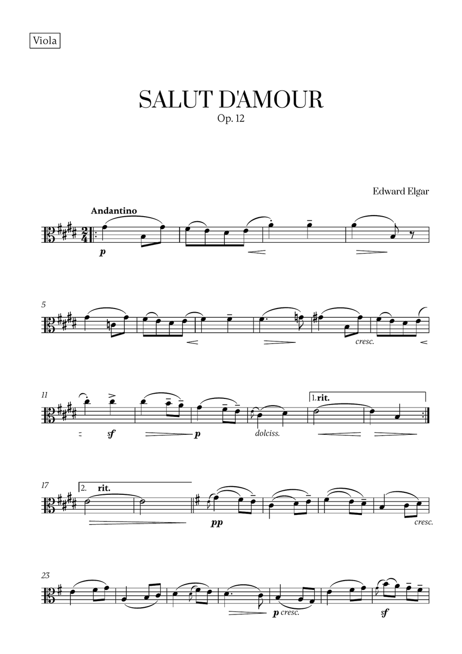 Edward Elgar - Salut d'Amour (for Viola Duet) String Duet scores gallery preview page 4