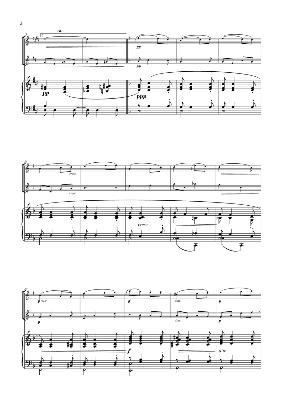 Edward Elgar - Salut d'Amour (D major) (for Clarinet, Violin and Piano) B-Flat Clarinet scores gallery preview page 2