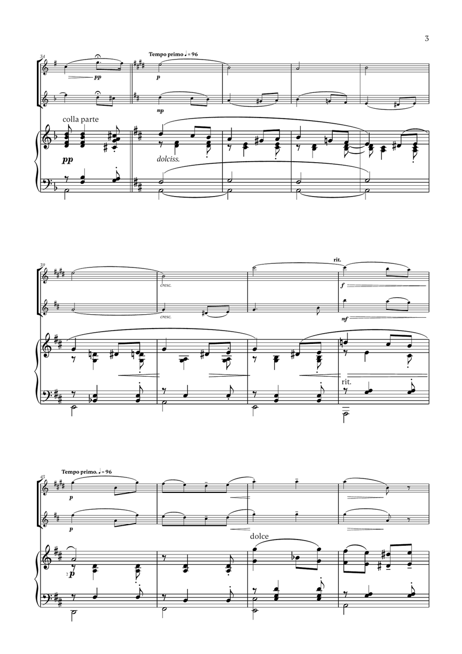 Edward Elgar - Salut d'Amour (D major) (for Clarinet, Violin and Piano) B-Flat Clarinet scores gallery preview page 3