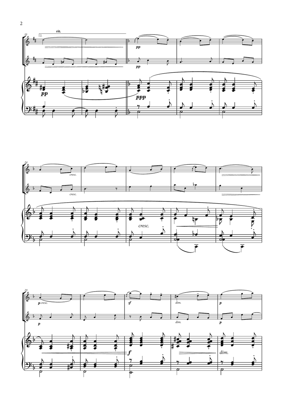 Edward Elgar - Salut d'Amour (D major) (for Flute, Violin and Piano) Flute scores gallery preview page 2